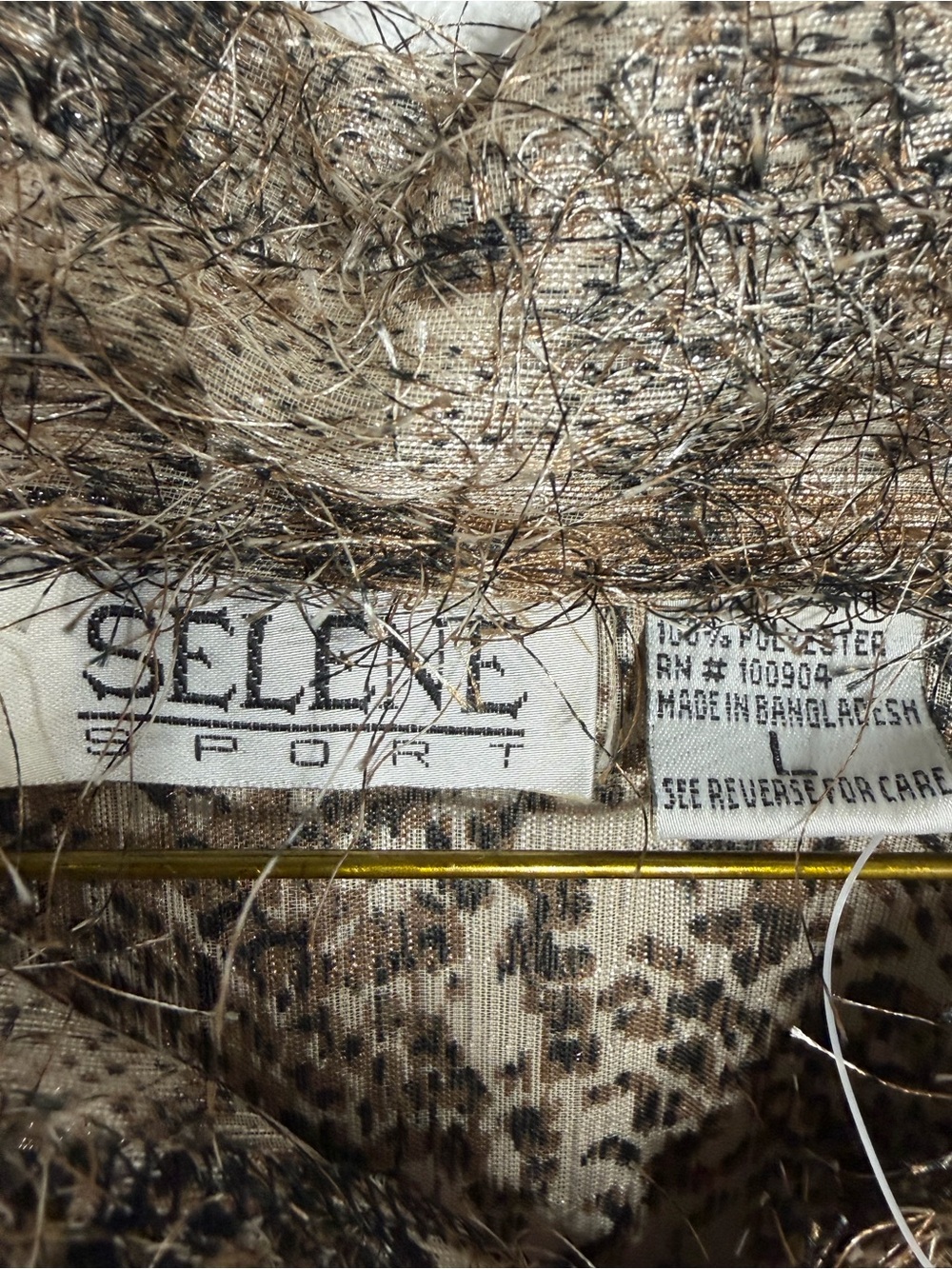 VTG Selene Sport NWT Shaggy Eyelash Knit Animal Print Button‎ Down Top Large New - Picture 2 of 4